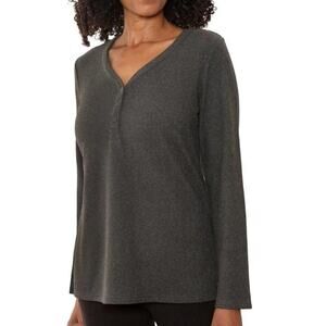 Mario Serrani Women's V-Neck Light Pullover Gray Sweater Long Sleeve Size L NWT